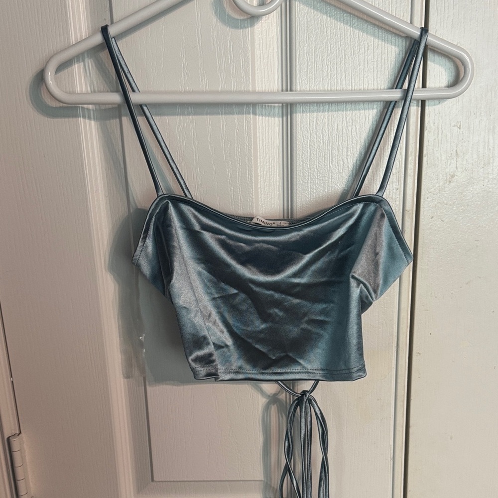 Sleek Metallic Blue Women's Top